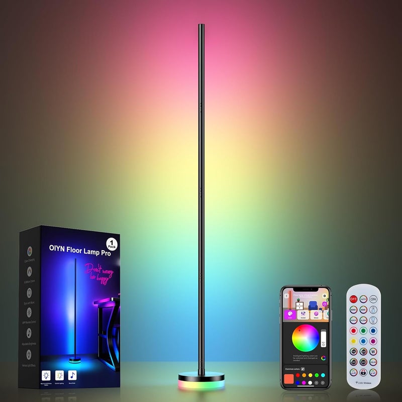OIYN Store Corner Floor Lamp, RGBICW LED Corner Lamp with 1300lm Smart Modern Floor Lamp,App & Remote Control,Music Sync,Color Changing Standing Lamp for Bedroom Living Room and Gaming Rooms - Image 1